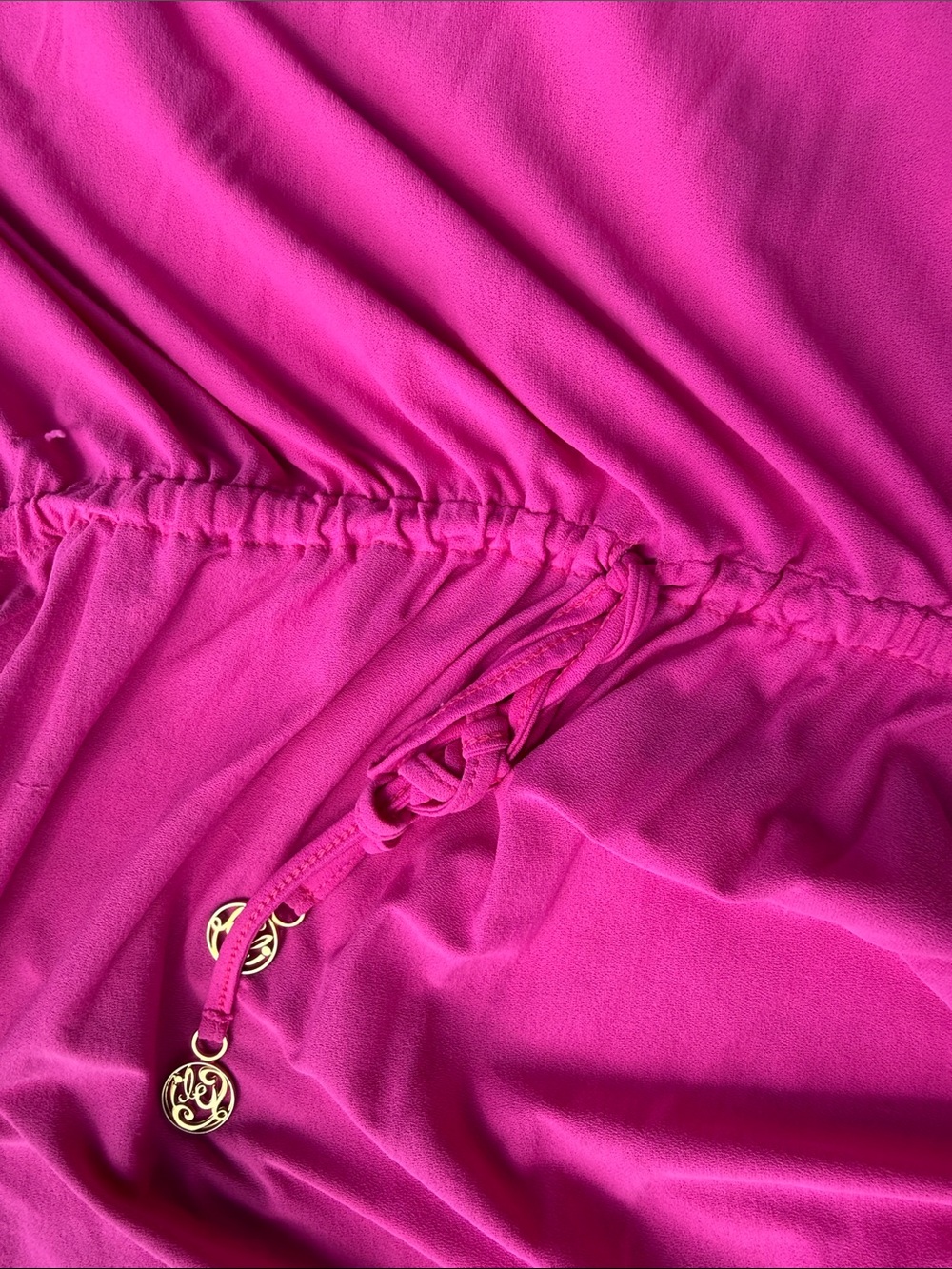 Luli Fama size MED coverup. Bright Pink Drawstring Waist Tunic Top - Picture 6 of 8